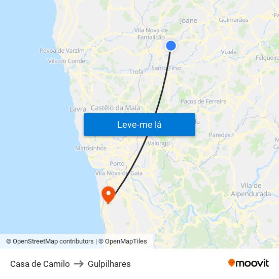 Casa de Camilo to Gulpilhares map