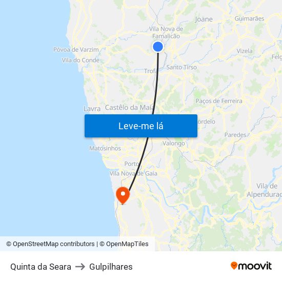 Quinta da Seara to Gulpilhares map