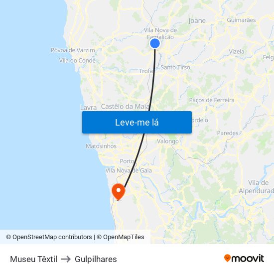 Museu Têxtil to Gulpilhares map