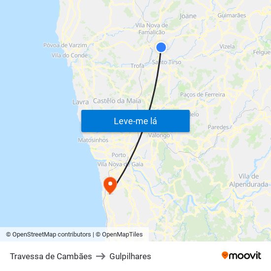 Travessa de Cambães to Gulpilhares map