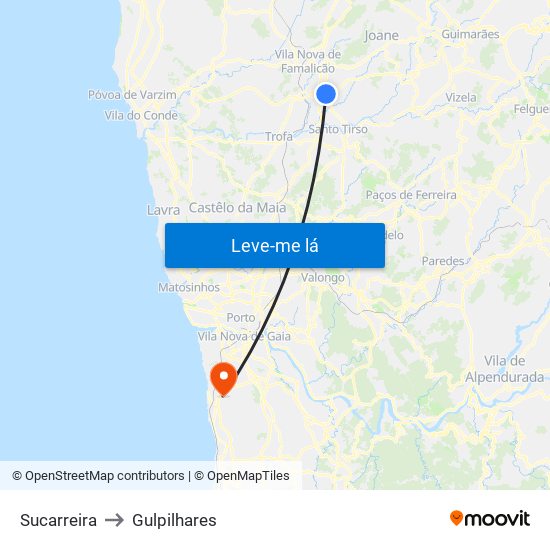 Sucarreira to Gulpilhares map