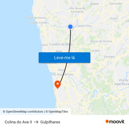 Colina do Ave II to Gulpilhares map