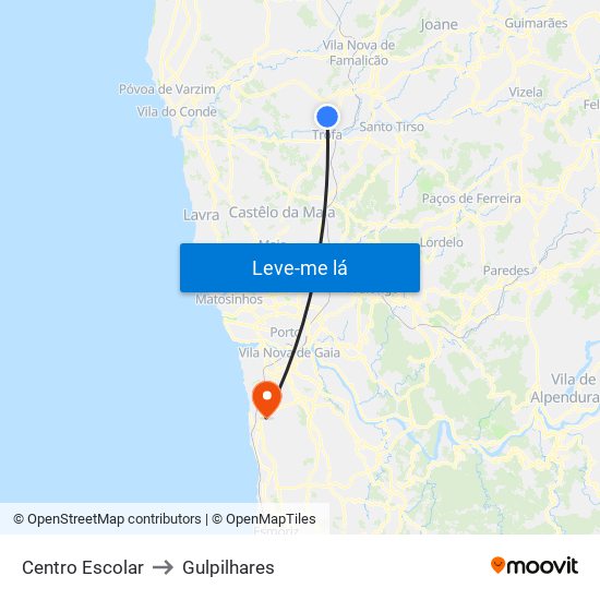 Centro Escolar to Gulpilhares map