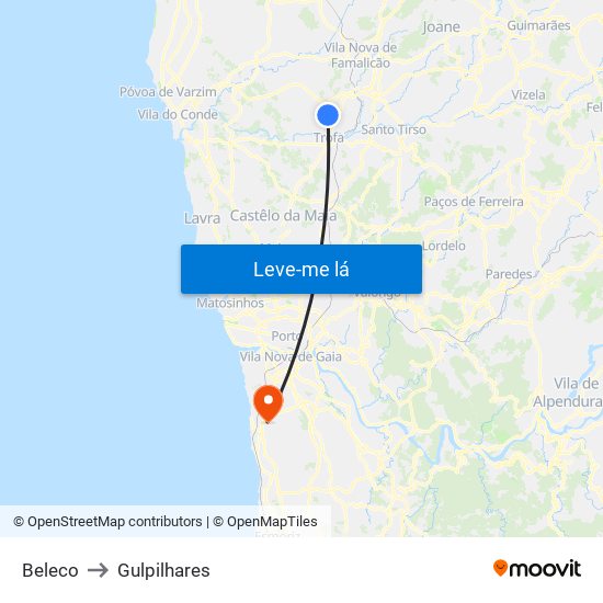 Beleco to Gulpilhares map