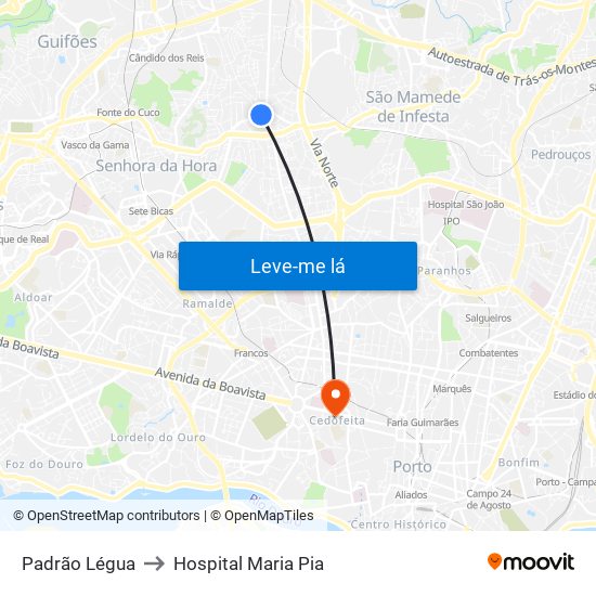 Padrão Légua to Hospital Maria Pia map