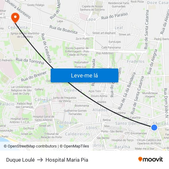 Duque Loulé to Hospital Maria Pia map