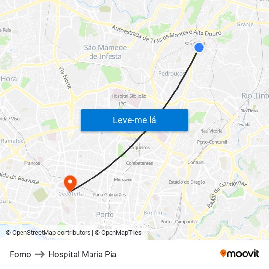 Forno to Hospital Maria Pia map