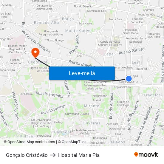 Gonçalo Cristóvão to Hospital Maria Pia map