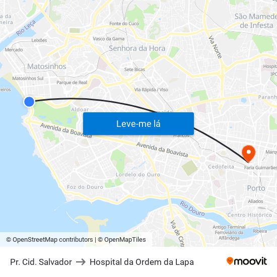 Pr. Cid. Salvador to Hospital da Ordem da Lapa map