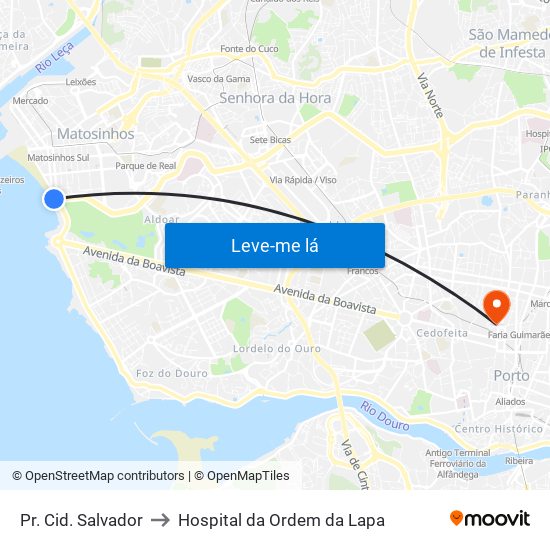 Pr. Cid. Salvador to Hospital da Ordem da Lapa map