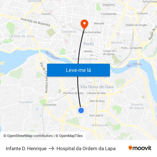 Infante D. Henrique to Hospital da Ordem da Lapa map