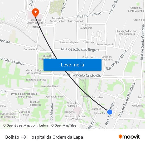 Bolhão to Hospital da Ordem da Lapa map