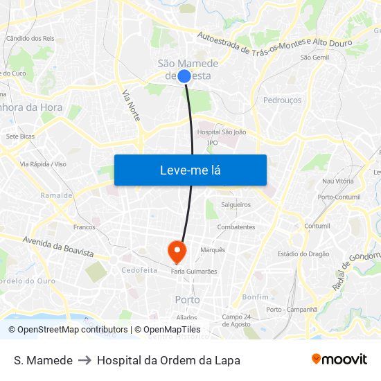 S. Mamede to Hospital da Ordem da Lapa map