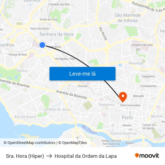 Sra. Hora (Hiper) to Hospital da Ordem da Lapa map