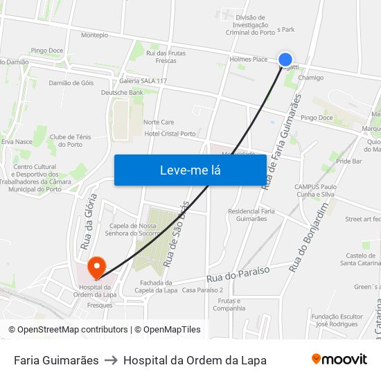 Faria Guimarães to Hospital da Ordem da Lapa map