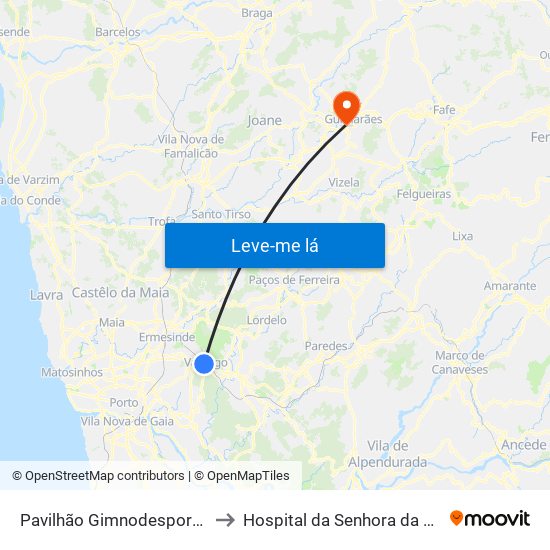 Pavilhão Gimnodesportivo | Ramalho Ortigão to Hospital da Senhora da Oliveira Guimarães, Epe map