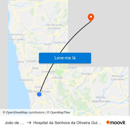 João de Deus to Hospital da Senhora da Oliveira Guimarães, Epe map