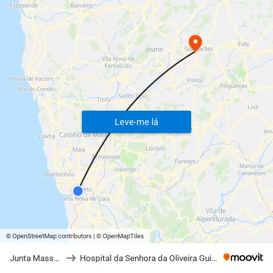 Junta Massarelos to Hospital da Senhora da Oliveira Guimarães, Epe map