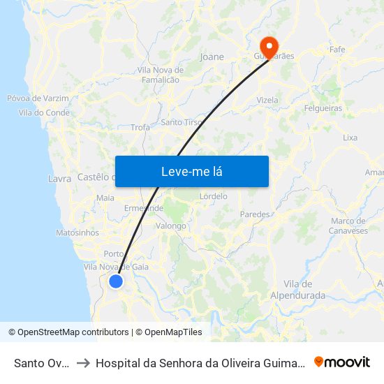 Santo Ovídio to Hospital da Senhora da Oliveira Guimarães, Epe map