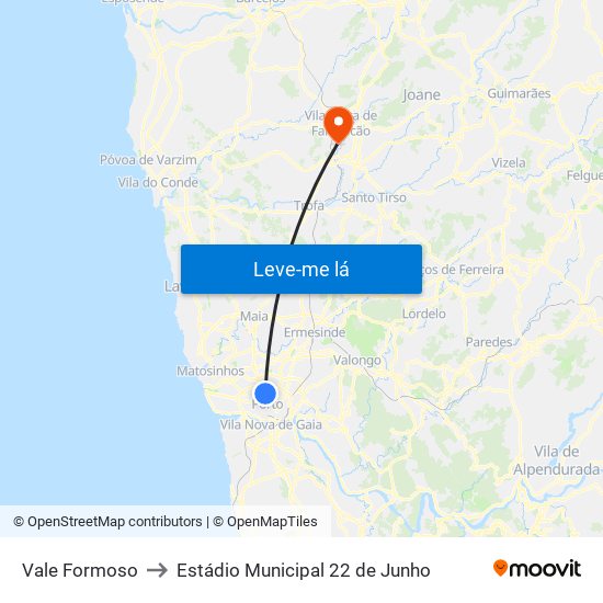Vale Formoso to Estádio Municipal 22 de Junho map
