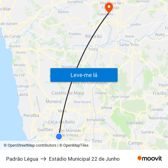 Padrão Légua to Estádio Municipal 22 de Junho map