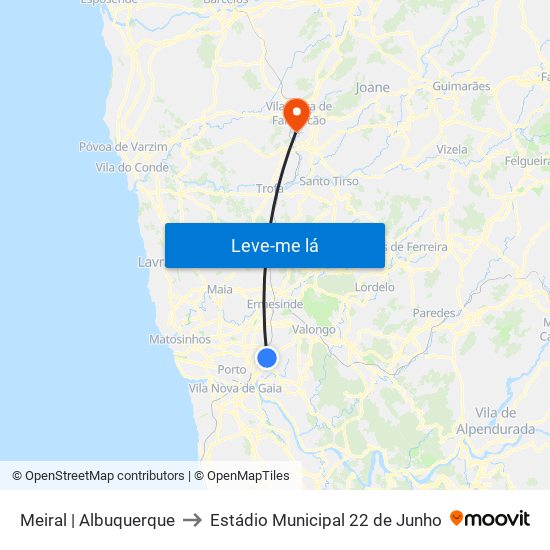 Meiral | Albuquerque to Estádio Municipal 22 de Junho map