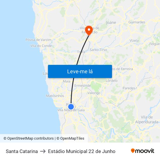 Santa Catarina to Estádio Municipal 22 de Junho map
