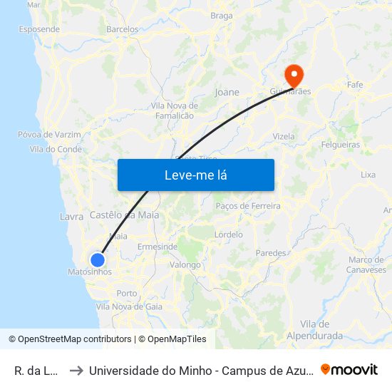 R. da Lomba to Universidade do Minho - Campus de Azurém / Guimarães map