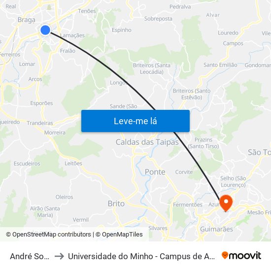ANDRÉ SOARES II to Universidade do Minho - Campus de Azurém / Guimarães map