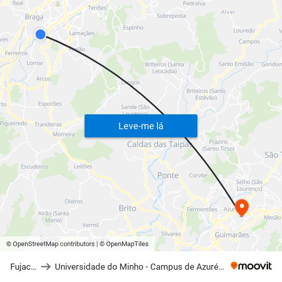 Fujacal Ii to Universidade do Minho - Campus de Azurém / Guimarães map