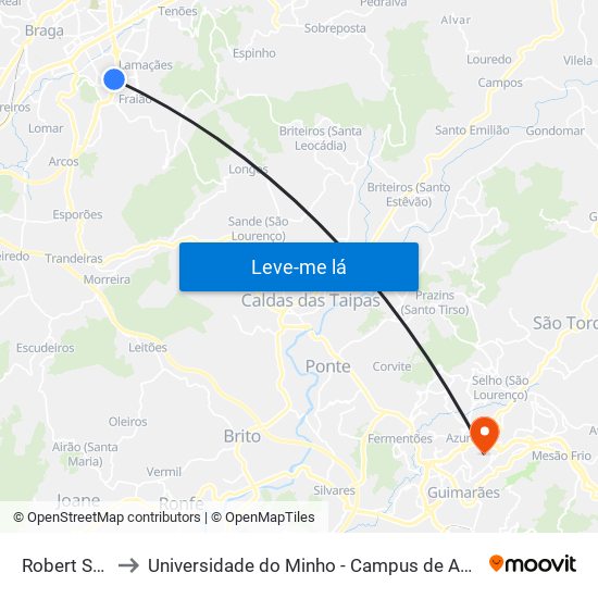 Robert Smith Ii to Universidade do Minho - Campus de Azurém / Guimarães map