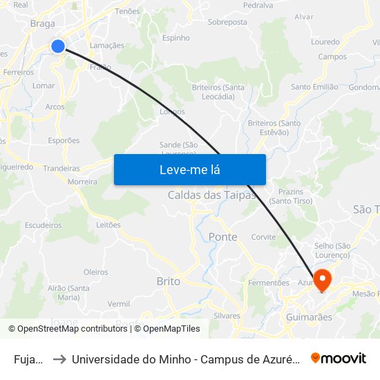 Fujacal I to Universidade do Minho - Campus de Azurém / Guimarães map