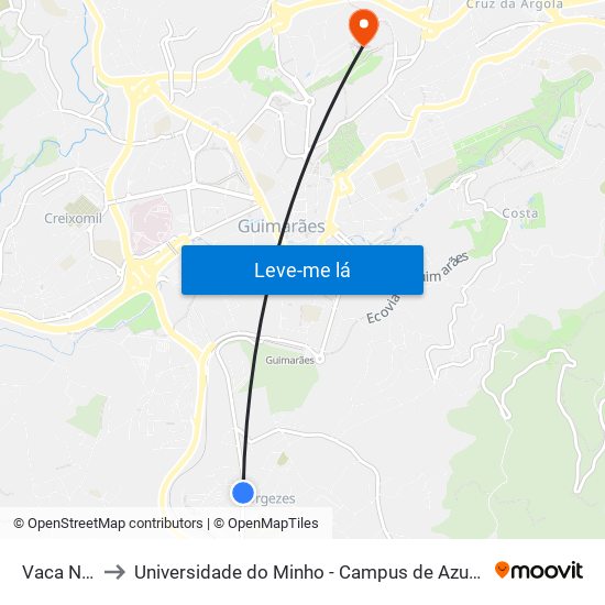 Vaca Negra to Universidade do Minho - Campus de Azurém / Guimarães map