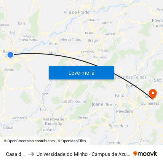 Casa do Rio to Universidade do Minho - Campus de Azurém / Guimarães map