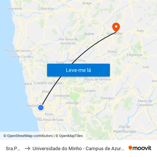 Sra.Penha to Universidade do Minho - Campus de Azurém / Guimarães map