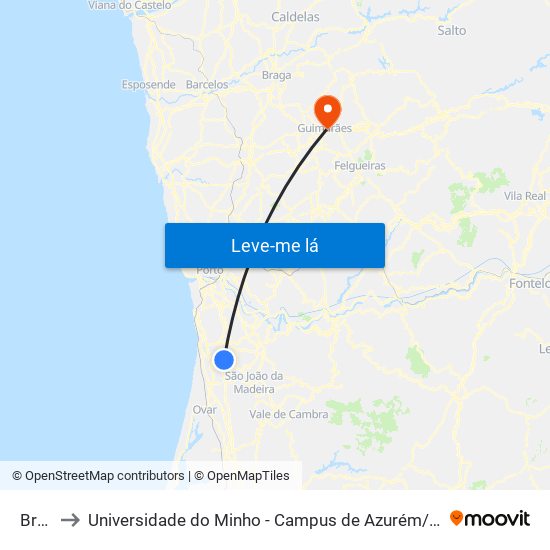 Brejo to Universidade do Minho - Campus de Azurém / Guimarães map