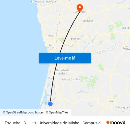 Esgueira - Carramona to Universidade do Minho - Campus de Azurém / Guimarães map