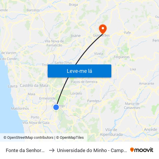 Fonte da Senhora | Outeiro Linho to Universidade do Minho - Campus de Azurém / Guimarães map