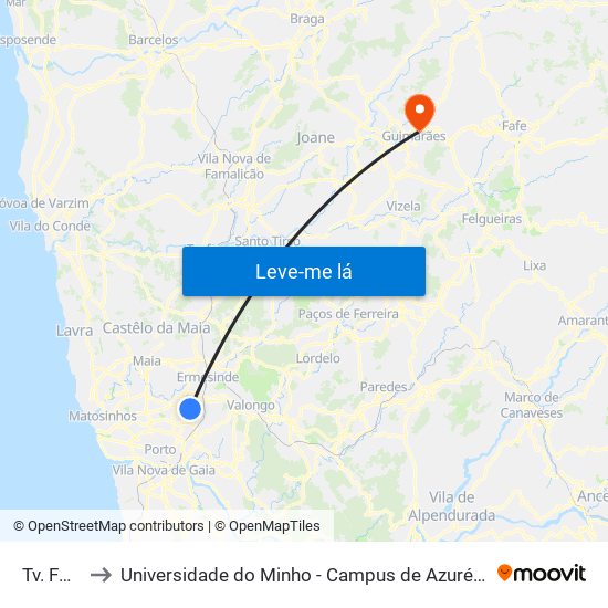 Tv. Forno to Universidade do Minho - Campus de Azurém / Guimarães map