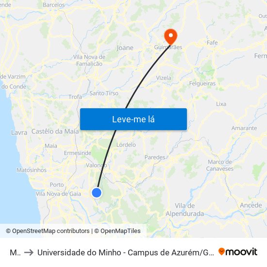 Mó to Universidade do Minho - Campus de Azurém / Guimarães map