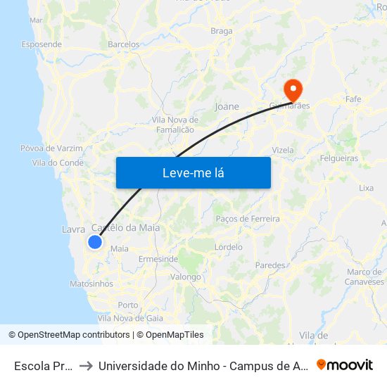 Escola Primária to Universidade do Minho - Campus de Azurém / Guimarães map