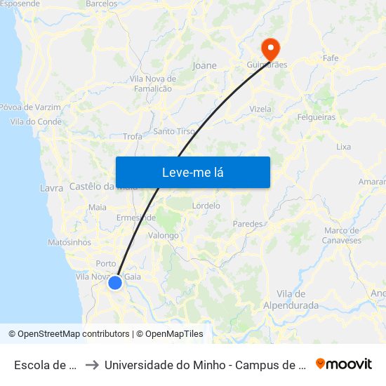Escola de Gervide to Universidade do Minho - Campus de Azurém / Guimarães map