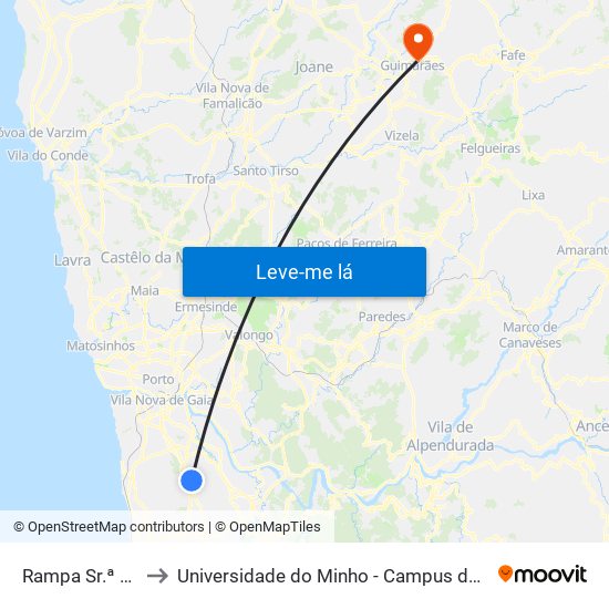Rampa Sr.ª da Saúde to Universidade do Minho - Campus de Azurém / Guimarães map