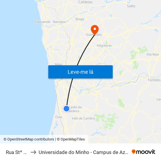 Rua Stº André to Universidade do Minho - Campus de Azurém / Guimarães map