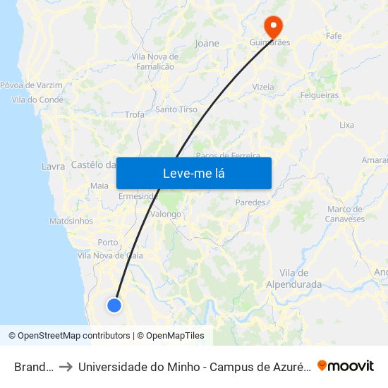 Brandariz to Universidade do Minho - Campus de Azurém / Guimarães map