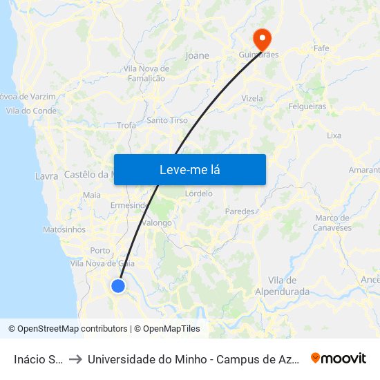 Inácio Sousa to Universidade do Minho - Campus de Azurém / Guimarães map
