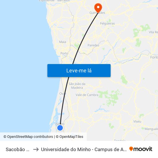 Sacobão B - 109 to Universidade do Minho - Campus de Azurém / Guimarães map