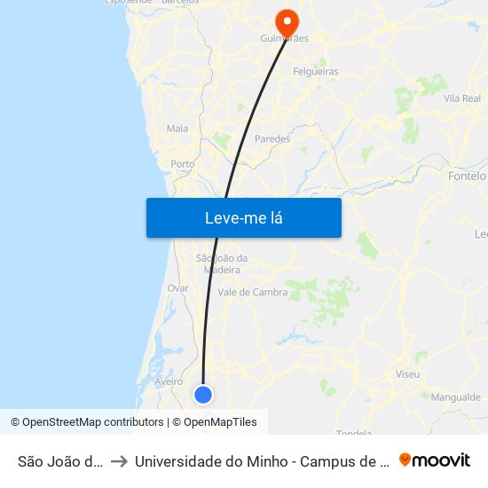 São João de Loure to Universidade do Minho - Campus de Azurém / Guimarães map