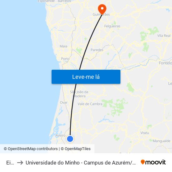 Eixo to Universidade do Minho - Campus de Azurém / Guimarães map