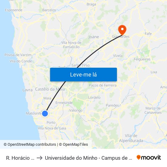 R. Horácio Marçal to Universidade do Minho - Campus de Azurém / Guimarães map